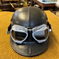 Vintage Racing Motorcycle Helmet and Halcyon Aviator Goggles