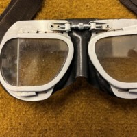 Vintage Racing Motorcycle Helmet and Halcyon Aviator Goggles