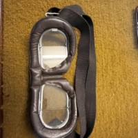 Vintage Racing Motorcycle Helmet and Halcyon Aviator Goggles