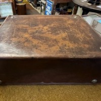 Antique Fitted Travel Case with Cunard Line RMS Aquitania from New York to Southampton Label