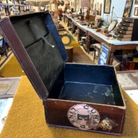 Antique Fitted Travel Case with Cunard Line RMS Aquitania from New York to Southampton Label