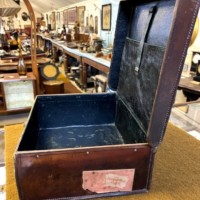 Antique Fitted Travel Case with Cunard Line RMS Aquitania from New York to Southampton Label