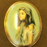 Vintage Convex Oval Portrait of a Girl