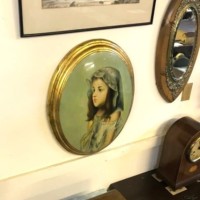 Vintage Convex Oval Portrait of a Girl