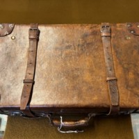 Vintage Leather Suitcase with Retaining Straps