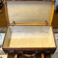 Vintage Leather Suitcase with Retaining Straps