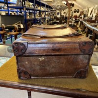 Vintage Leather Suitcase with Retaining Straps