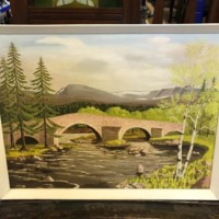 Oil Painting "Old Bridge of Dee" Invercauld By E.I.Brown