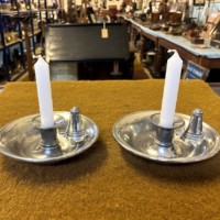 Victorian Pair of Silver Plated James Dixon & Sons Sheffield Candle Holders and Snuffers