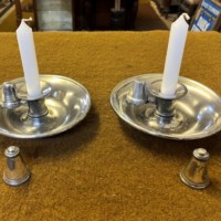 Victorian Pair of Silver Plated James Dixon & Sons Sheffield Candle Holders and Snuffers