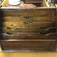 Victorian Oak Tambour Front Stationery Box