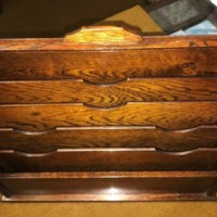 Victorian Oak Tambour Front Stationery Box