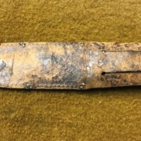 Vintage Horn Handled Knife in Leather Sheath Tang Marked Bell Bowie