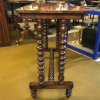 Victorian Inlaid Walnut Hall / Console Table Bobbin Turned Legs and Stretchers