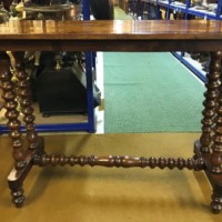 Victorian Inlaid Walnut Hall / Console Table Bobbin Turned Legs and Stretchers