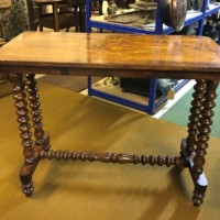 Victorian Inlaid Walnut Hall / Console Table Bobbin Turned Legs and Stretchers