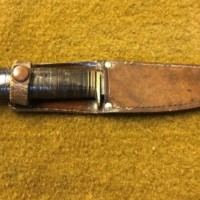 Vintage Leather Handled William Rogers I Cut My Way Knife in Leather Sheath