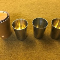 Vintage Set of 3 Silver Plated Gilt Stirrup Cups in Leather case Carmichael Hull