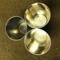 Vintage Set of 3 Silver Plated Gilt Stirrup Cups in Leather case Carmichael Hull