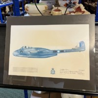 Vintage Print of a De Havilland Vampire FB.5 from 612 (County of Aberdeen) Squadron Royal Auxiliary Air Force RAF Dyce