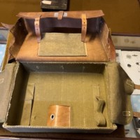 Vintage Swiss Army Style Leather and Canvas Fold Out Messenger Bag