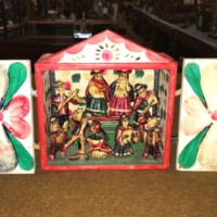 Vintage Peruvian 'Retablo Diorama' Model of Traditional Musicians on Stage