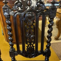 Antique Pair of Carved Oak Hall / Bedroom Chairs
