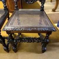 Antique Pair of Carved Oak Hall / Bedroom Chairs