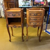 Vintage Pair of French Cherrywood Bedside Table / Nightstands