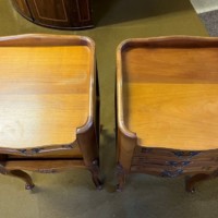 Vintage Pair of French Cherrywood Bedside Table / Nightstands