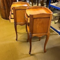 Vintage Pair of French Cherrywood Bedside Table / Nightstands
