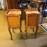 Vintage Pair of French Cherrywood Bedside Table / Nightstands