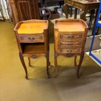 Vintage Pair of French Cherrywood Bedside Table / Nightstands