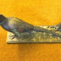 Vintage Cold Painted Spelter Pheasant Match Striker