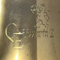 Vintage Brass Wall Mounted Bell Engraved Queen Elizabeth 2