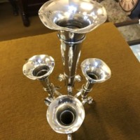 Edwardian Silver Plated Epergne Table Centerpiece 4 Fluted Trumpet Vases