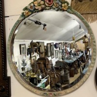 Art Deco "Barbola" Floral Design Round Wall Hanging Mirror