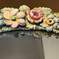 Art Deco "Barbola" Floral Design Round Wall Hanging Mirror