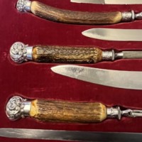 Vintage 7 Piece Horn Handled Carving Set by Harrod's Ltd Knightsbridge SW London