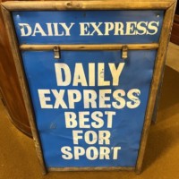 Vintage Daily Express Wooden Advertising Sign 'Daily Express Best For Sport'