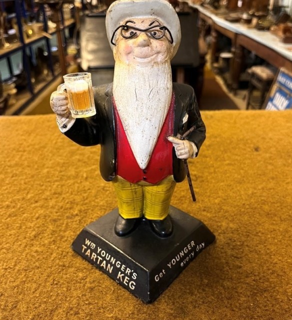 Vintage Wm Younger's Tartan Keg Bar Top Advertising Figure
