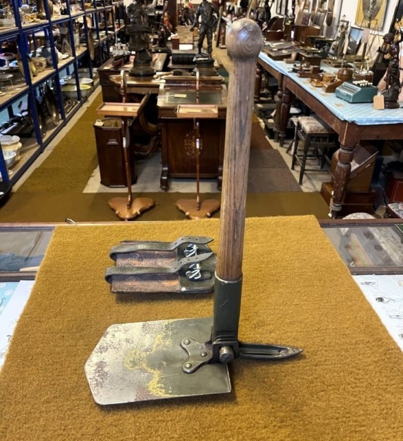 Vintage Military Entrenching Tool in Leather Case