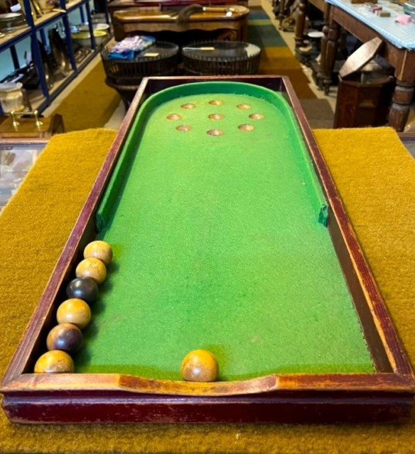 Antique Table Top Thumb Operated Bagatelle Game