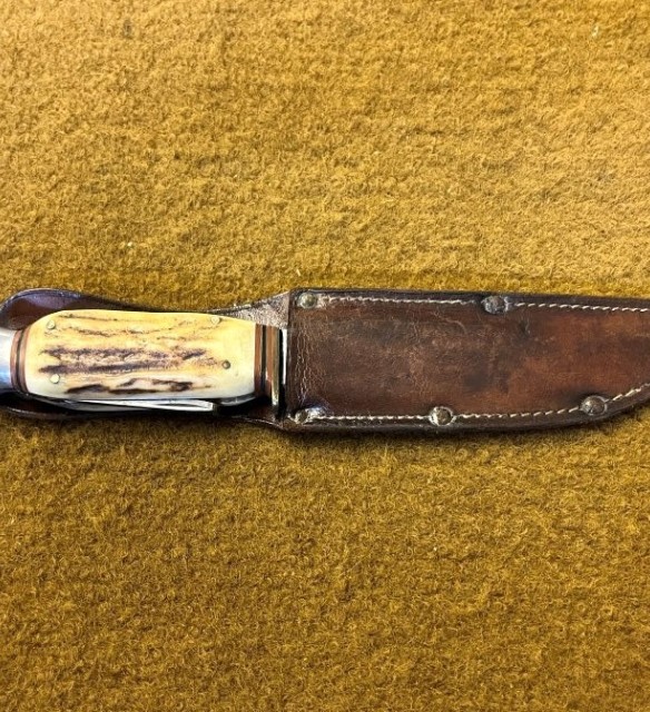 Vintage Horn Handle Hunting Knife with Corkscrew and Can Opener