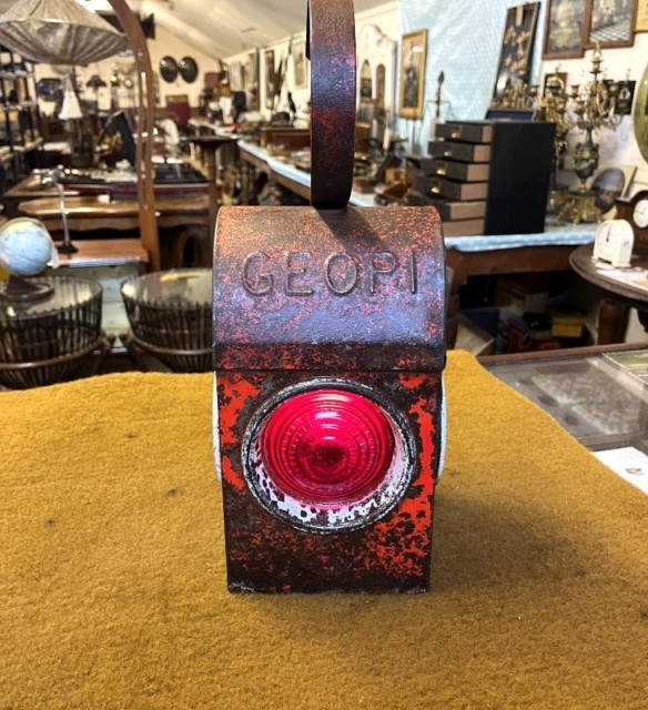 Vintage Red Roadworkers Danger Paraffin Lamp