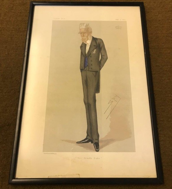 Victorian Framed Vanity Fair SPY Lithograph of The Duke of Cleveland "The Fourth Duke"