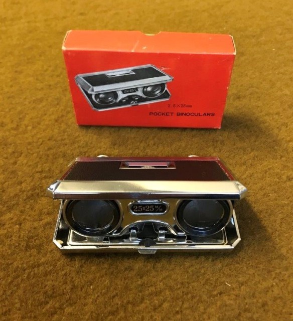 Vintage Folding Pocket Binoculars 2.5 x 2.5 mm in Original Box