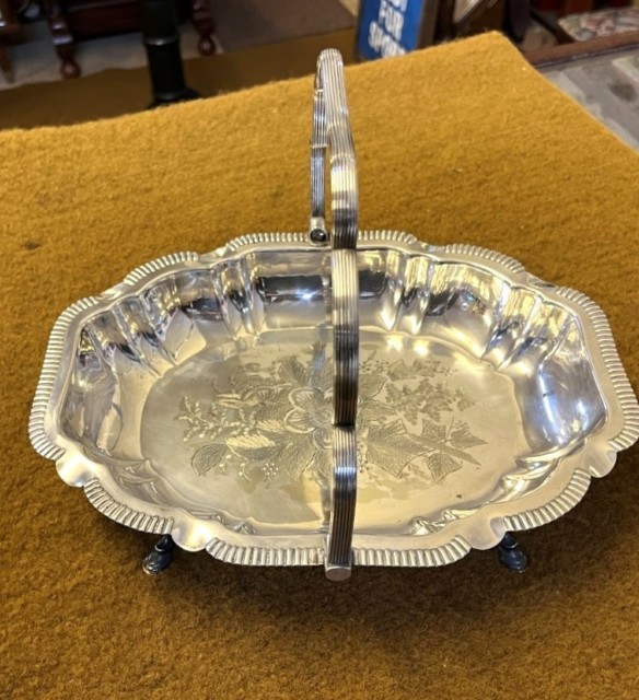 Antique Silver Plated Fruit Dish by Walker & Hall