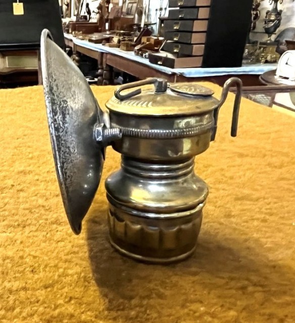 Antique Butterfly Trade Mark Brass Carbide Miners Lamp