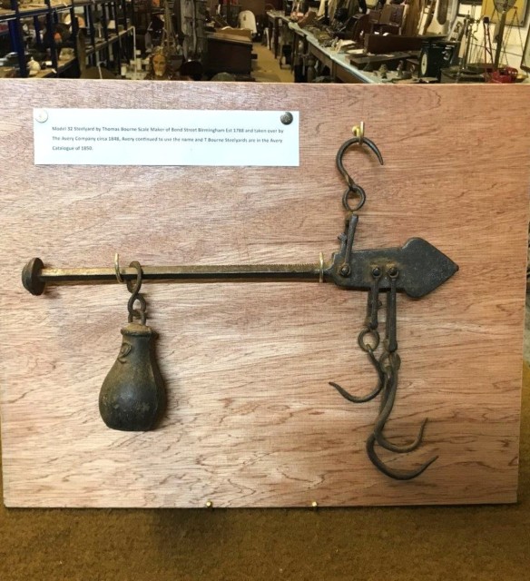 Antique Steelyard / PeaScale Weighing Apparatus Marked T Bourne 32 for Thomas Bourne Birmingham Scale Beam Maker Circa 1830s